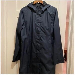 Trim-fit, Dressier Knee-length Raincoat; Navy; Med; Waterproof; Breathable; NWT